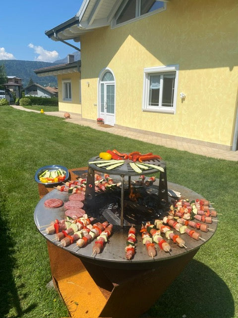 Barbecue Trap in Corten - con piano cottura INOX
