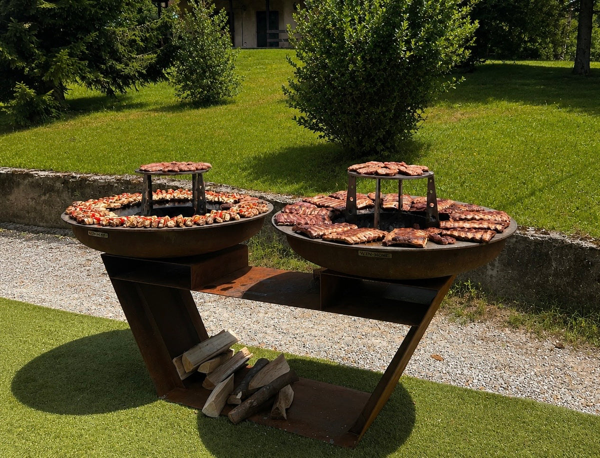 Barbecue Dualis in Corten - con piano cottura INOX
