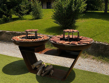 Barbecue Dualis in Corten - con piano cottura INOX