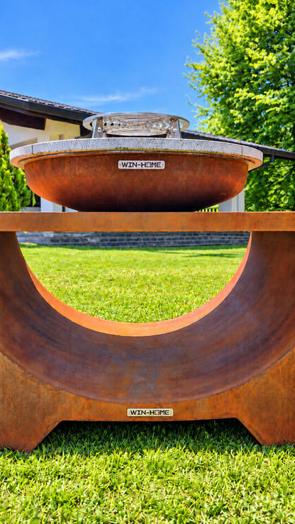 Barbecue Axis in Corten - con piano cottura in pietra lavica