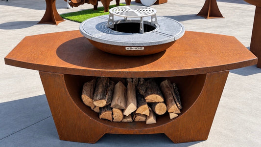 Barbecue Axis in Corten - con piano cottura in pietra lavica