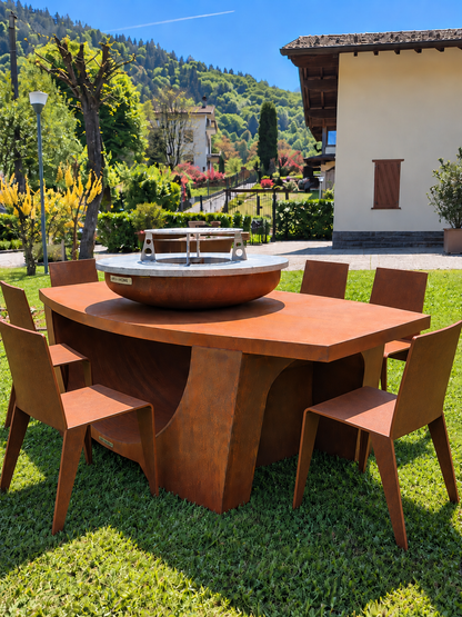 Barbecue Axis in Corten - con piano cottura in pietra lavica