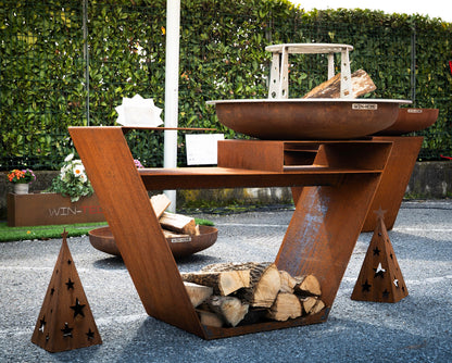Barbecue Trap in Corten - con piano cottura in acciaio