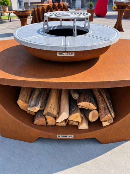 Barbecue Axis in Corten - con piano cottura in pietra lavica