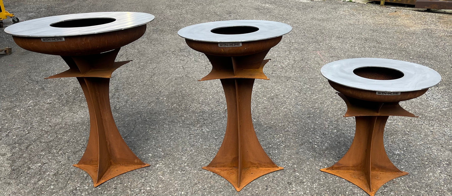 Barbecue Tower in corten con piano cottura in pietra lavica