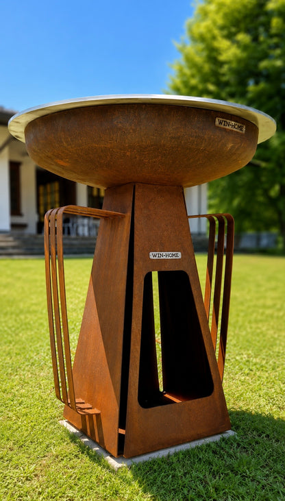 Barbecue Mantide in Corten - con piano cottura INOX