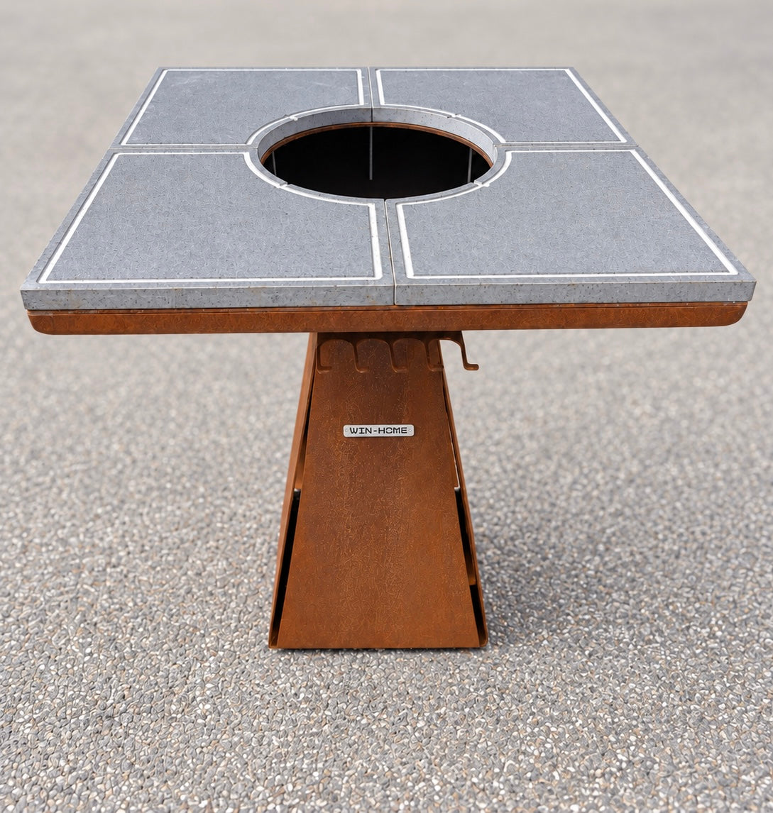 Barbecue Torcia in Corten - con piano cottura in pietra lavica
