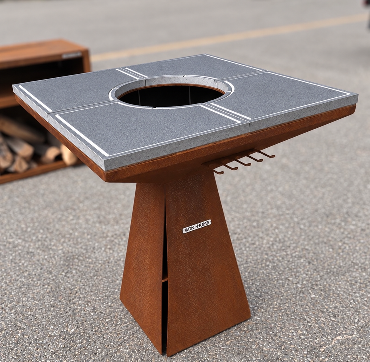 Barbecue Torcia in Corten - con piano cottura in pietra lavica