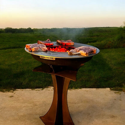 Barbecue Tower in corten con piano cottura in pietra lavica