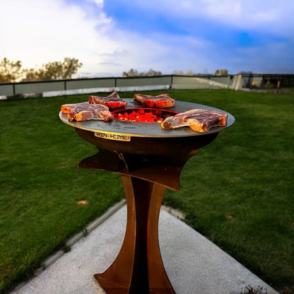 Barbecue Tower in corten con piano cottura in pietra lavica