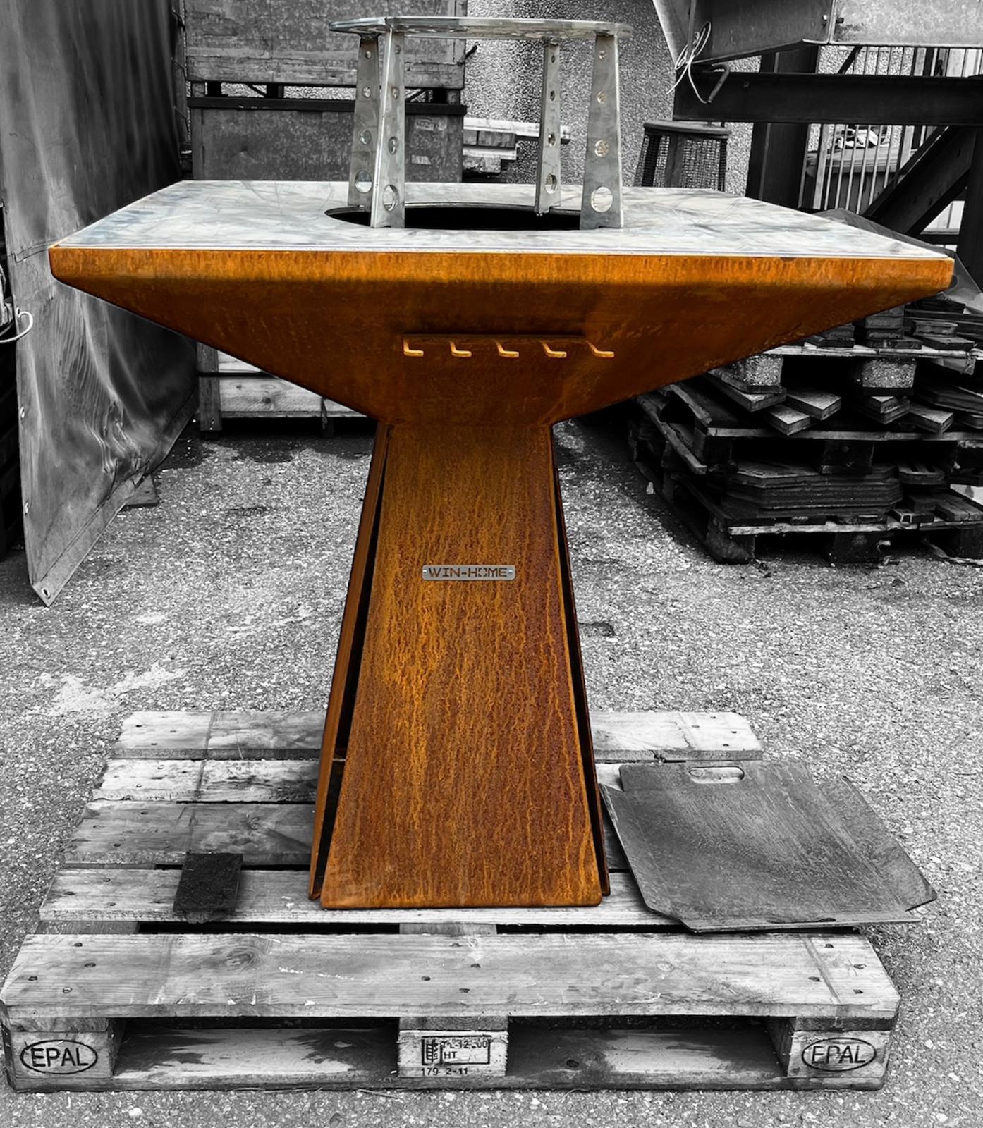 Barbecue Torcia in Corten - con piano cottura in pietra lavica